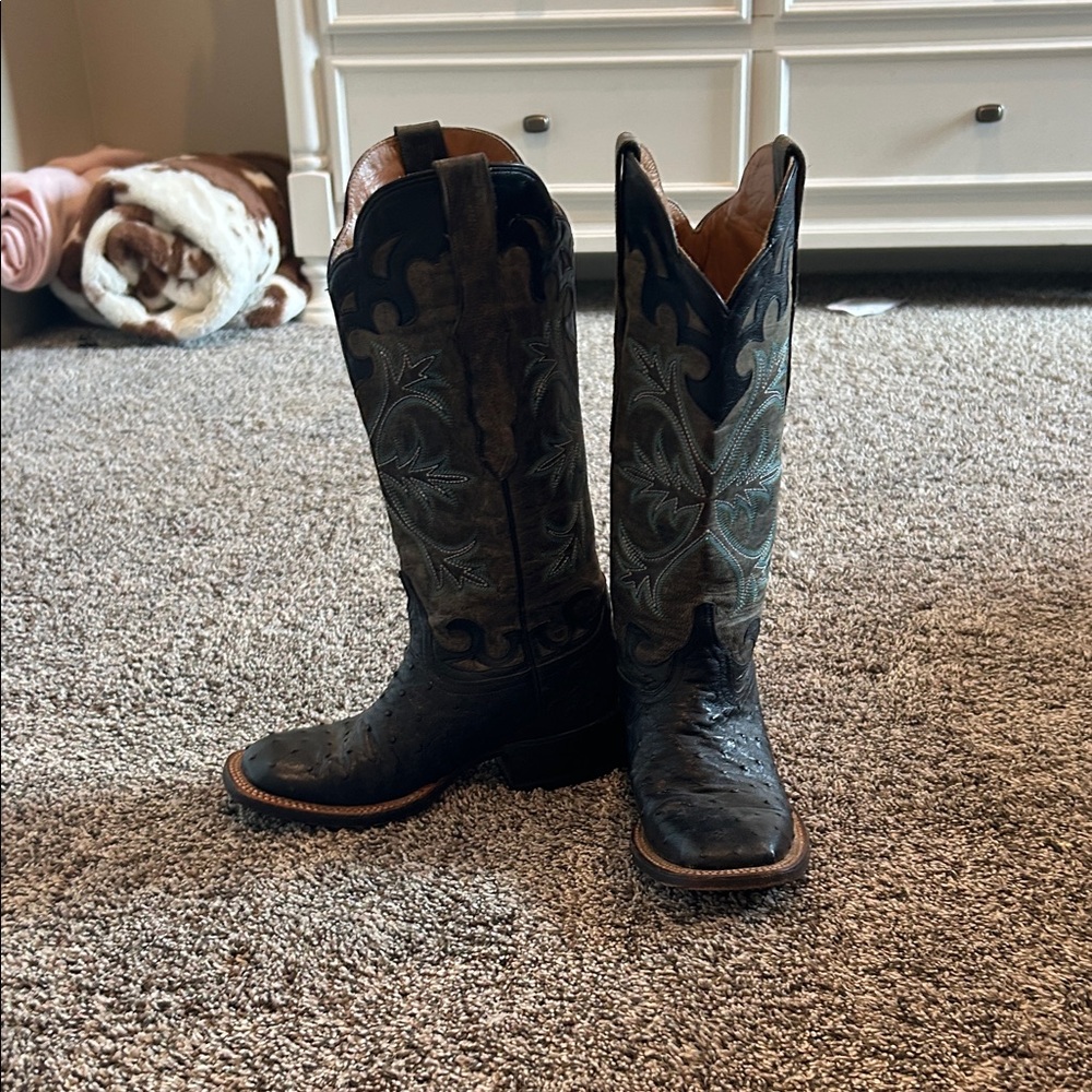 Lucchese Black and Brown Heeled Boots